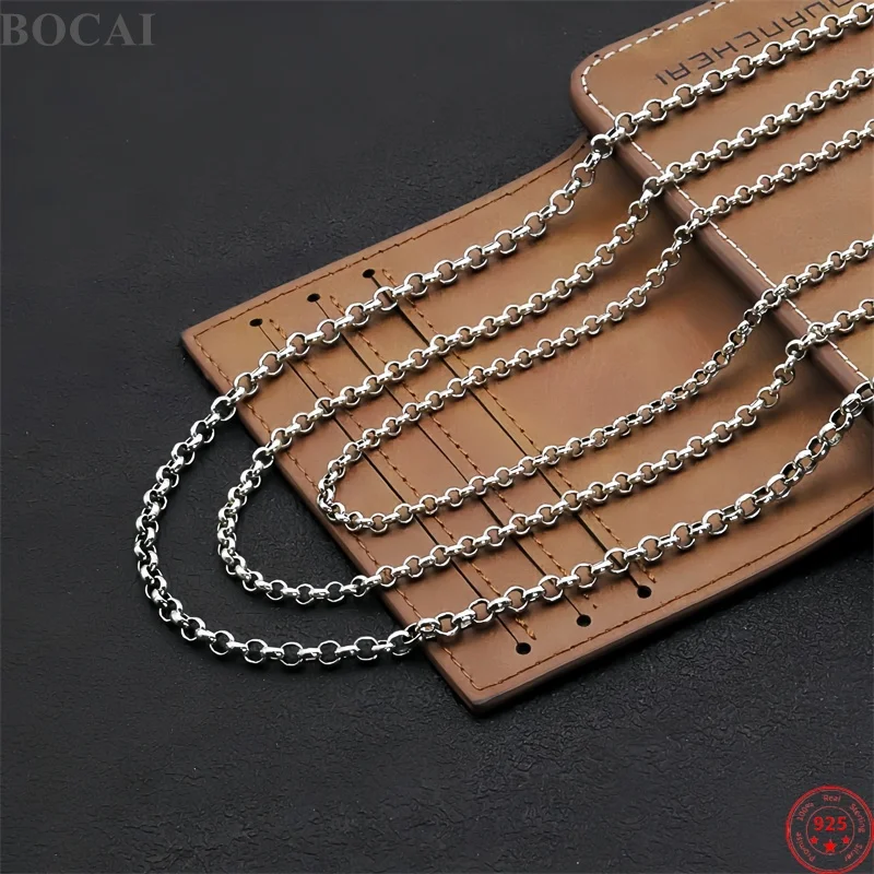 BOCAI NOWY S925 Srebrny Naszyjnik dla Kobiet i Mężczyzn Antyczny Łańcuszek O-chain 3mm-6mm Modny Trendy Naszyjnik Elegancka Biżuteria Hurtowa