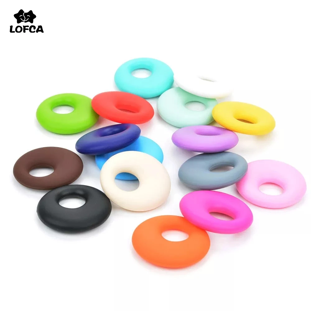 Silicone Ring Pendant BPA Free DIY Baby Teether 1pc Teething Necklace Food Grade Silicone Baby Teething Toys For Pacifier