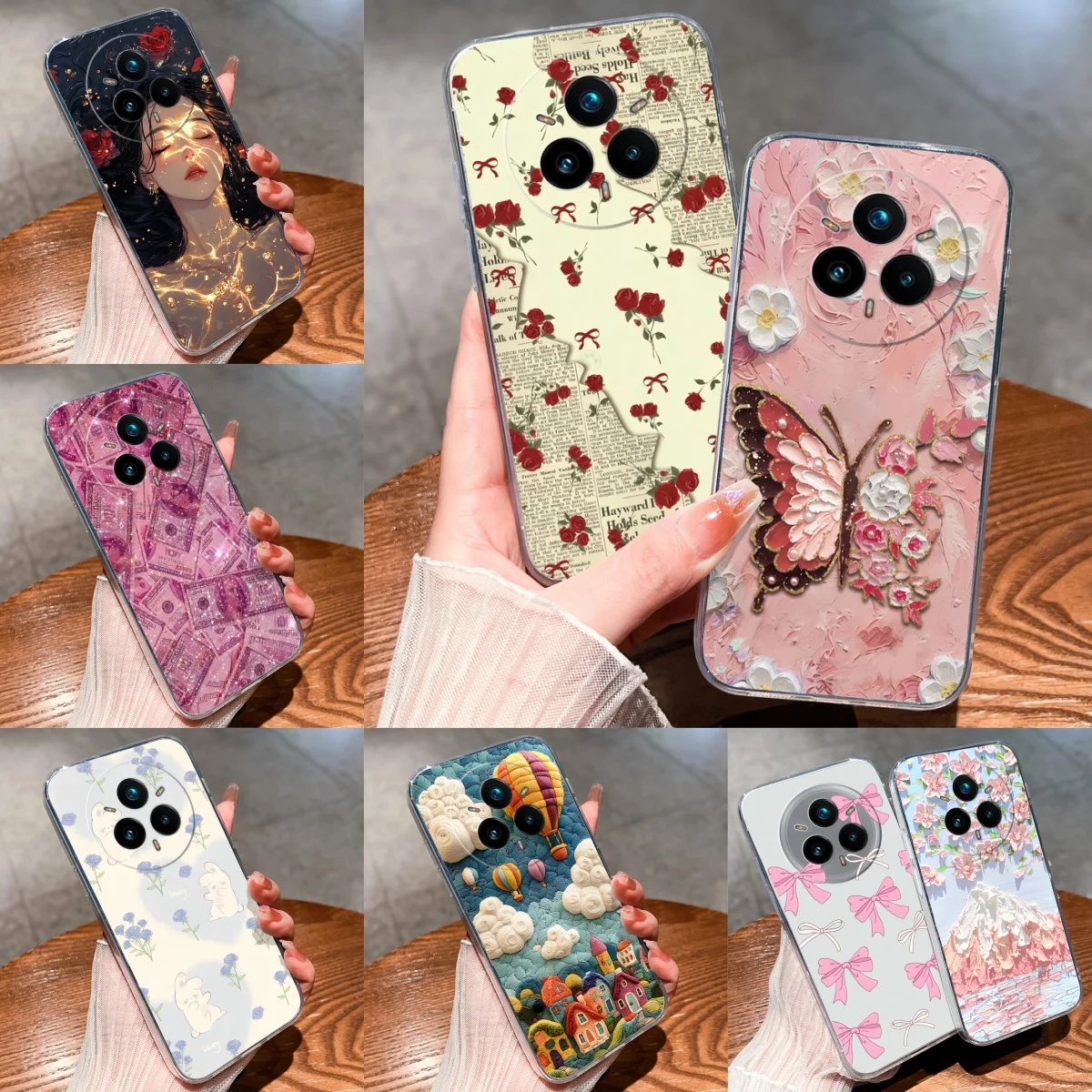 For Oppo Realme 14T 14X 14 Pro Plus + 5G Case Air Balloon Rose Dustproof Durable Clear Housing For realme14x realme14t Protector
