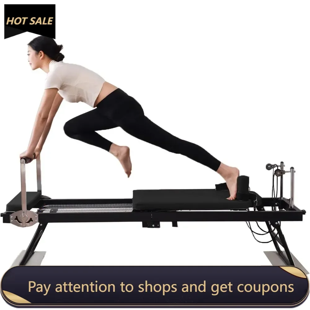 

Foldable Pilates Reformer Machine, Pilates Machine Equipment with Springs for Home and Gym Workouts,Reformer Pilates