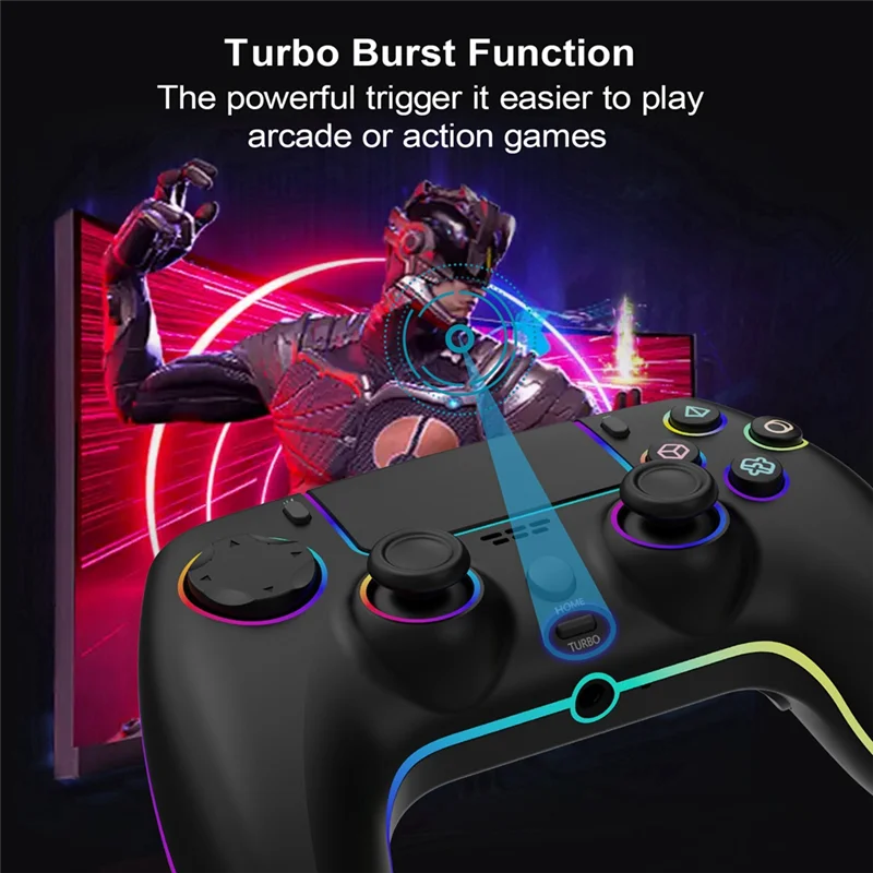 

【Flash Sale】For PS5 Wired Gamepad RGB Lights Hall Trigger Vibration Continuous Back Button PC/Steam Gamepad SZ-5005W Black