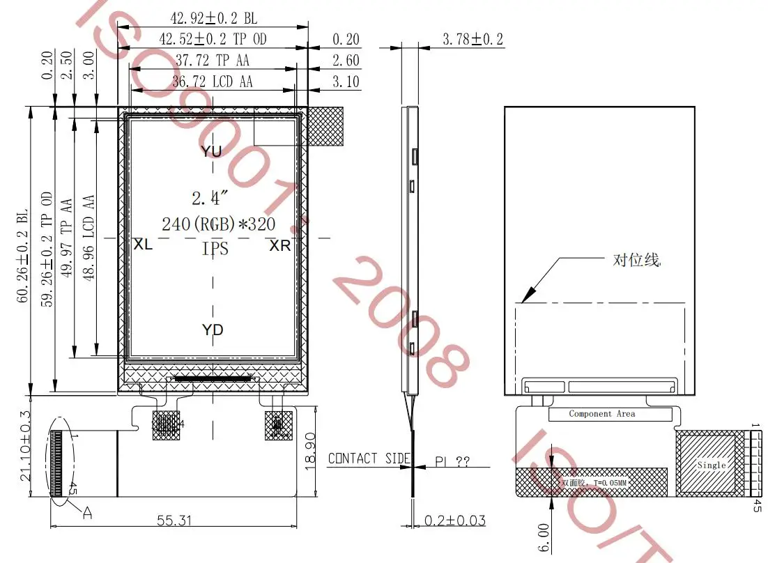 2.4 polegadas 240x320 ST7789V MCU + RGB + SPI módulo LCD IPS de interface múltipla com painel de toque resistivo
