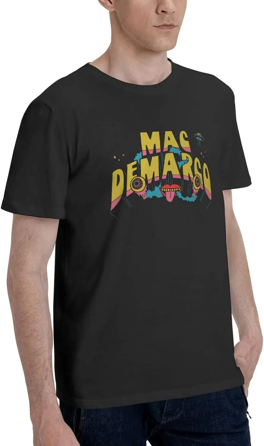 Mac Demarco Logo T Shirt Man's Fashion O-Neck Tops Summer Exercise Short Sleeve T-Shirts Black