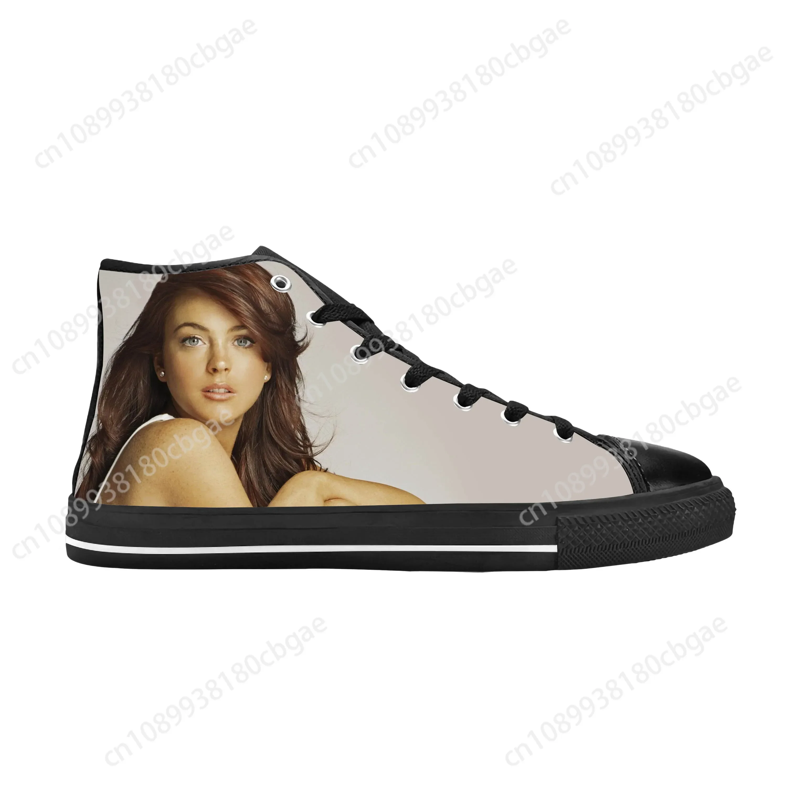 Hot Lindsay Lohan Movie Star Actor Singer Fashion Casual Cloth Shoes High Top Comfortable Breathable 3D Print Men Women Sneakers