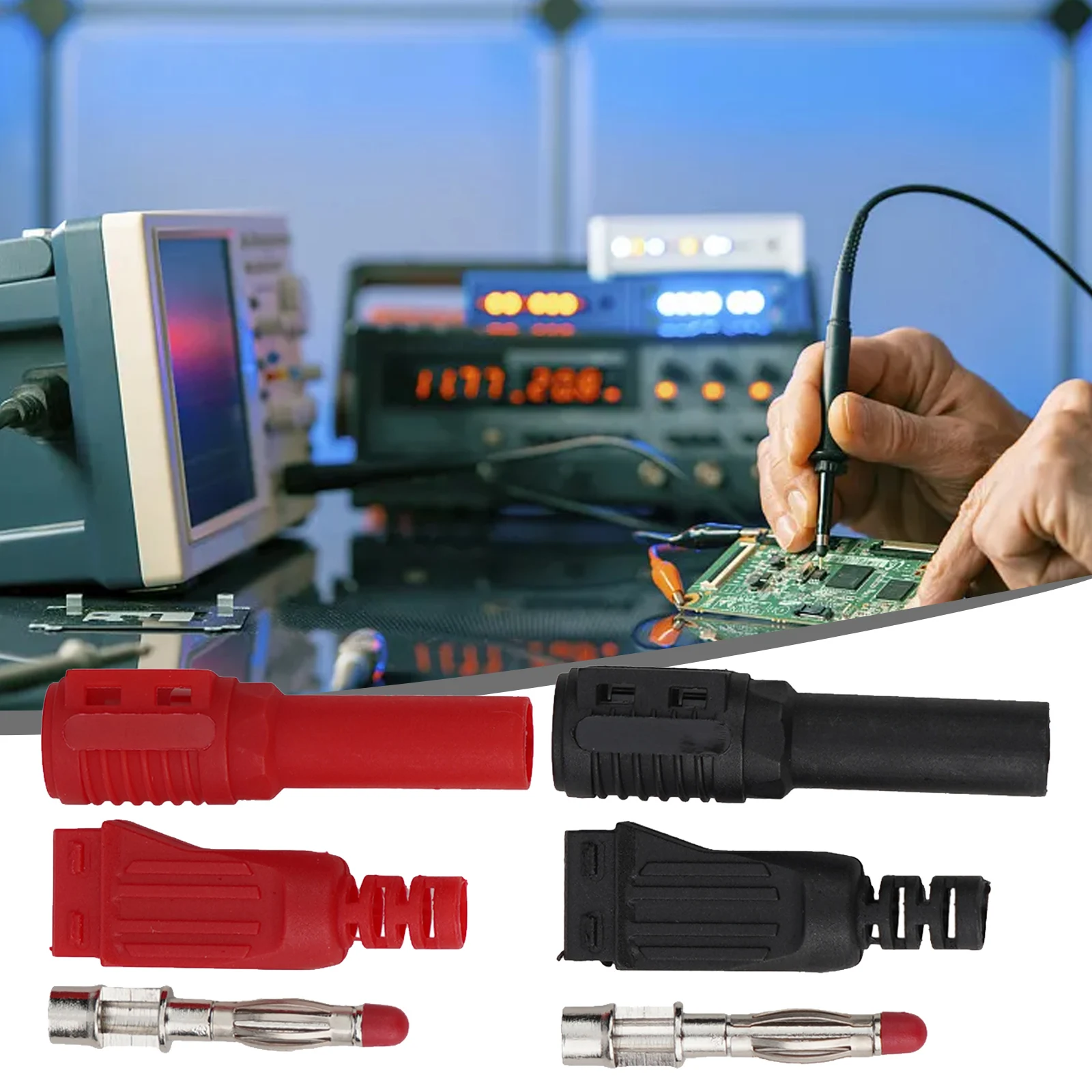 For Connect Wires Or Cables Connector Banana Workshop 1 Pair Of Insulated Wire Welded Male Right Angle For Connect