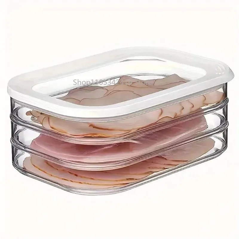 Stackable Bacon & Lunch Meat Storage Containers for Fridge, Refrigerator Food Prep Boxes with Lids, Deli Meat Keeper