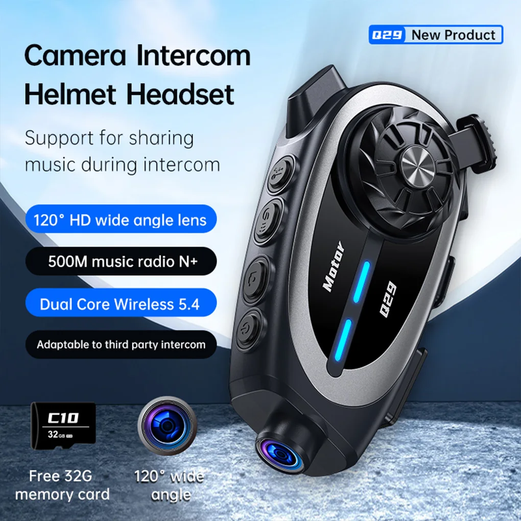 

Q29 Мотоциклетный Bluetooth-шлем Домофон 1080P HD Беспроводная камера Сверхширокоугольный объектив Рекордер Водонепроницаемый шумоподавление