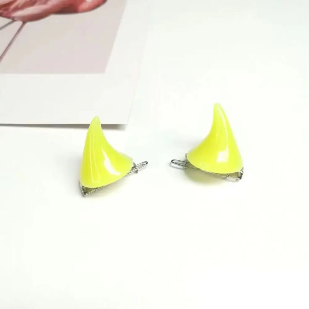 Pasador de Color caramelo doble, 1 par, bonito accesorio para el cabello estéreo, Clip para el cabello para mujer, horquilla para Cosplay de Halloween, Clip para la oreja de cuerno del diablo
