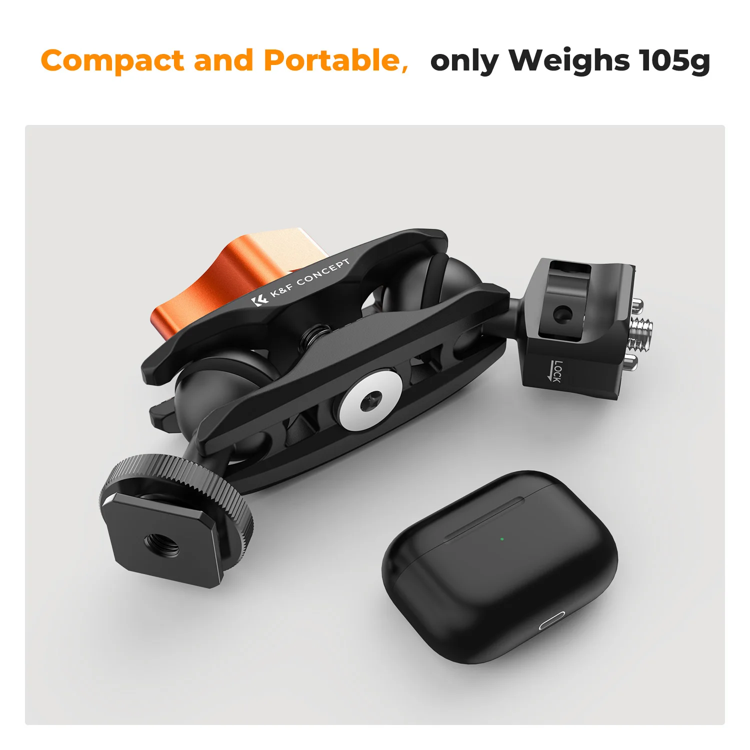 K&F Concept Magic Arm Multi-Function Double Ball Head with Cold Shoe Mount and 1/4"-20 Screw for Super Clamp Monitor LED Light