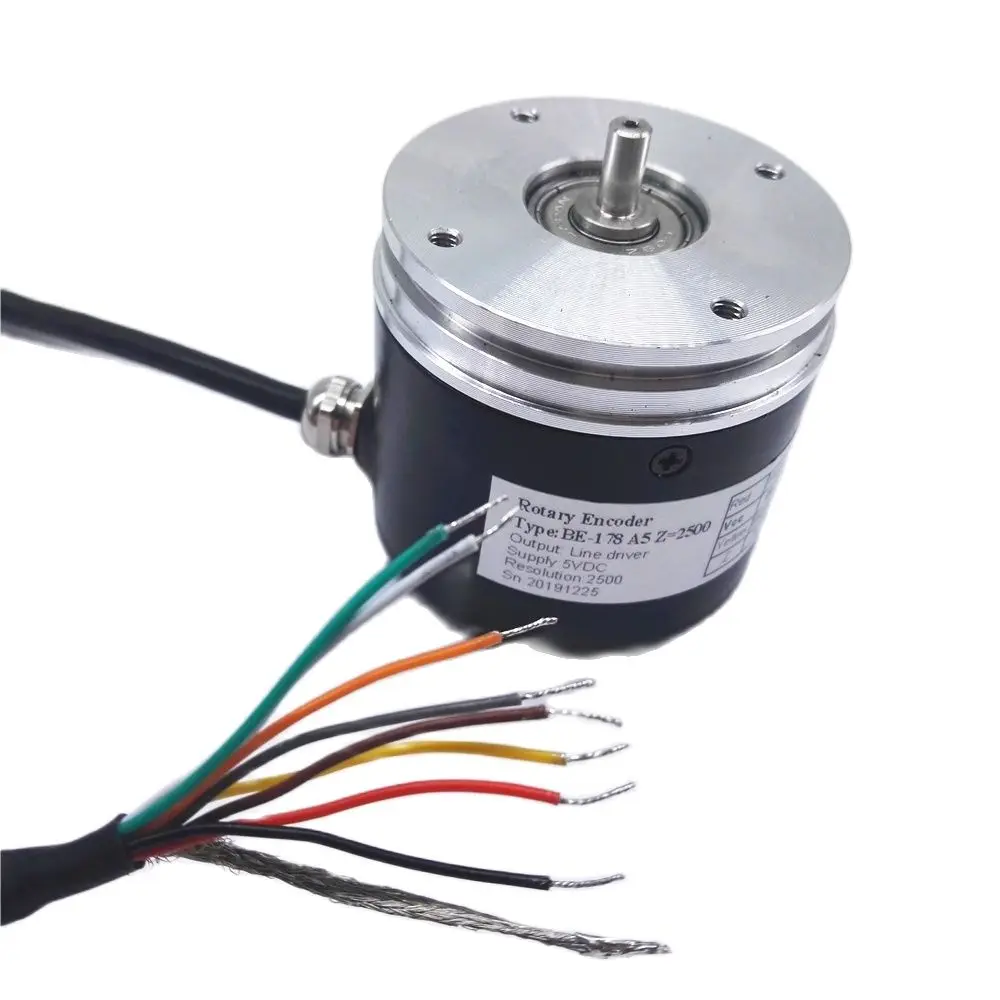 New Photoelectric Rotary Encoder BE-178 A5 2500 Pulse 5mm Shaft Line Driver Output Programmable Sensor 5V DC