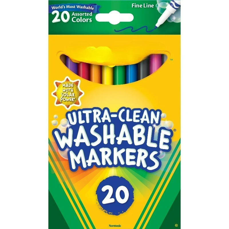 

Ultra-Clean Washable Fine Line Markers, 20 Ct, School Supplies, Classroom Supplies for Teachers