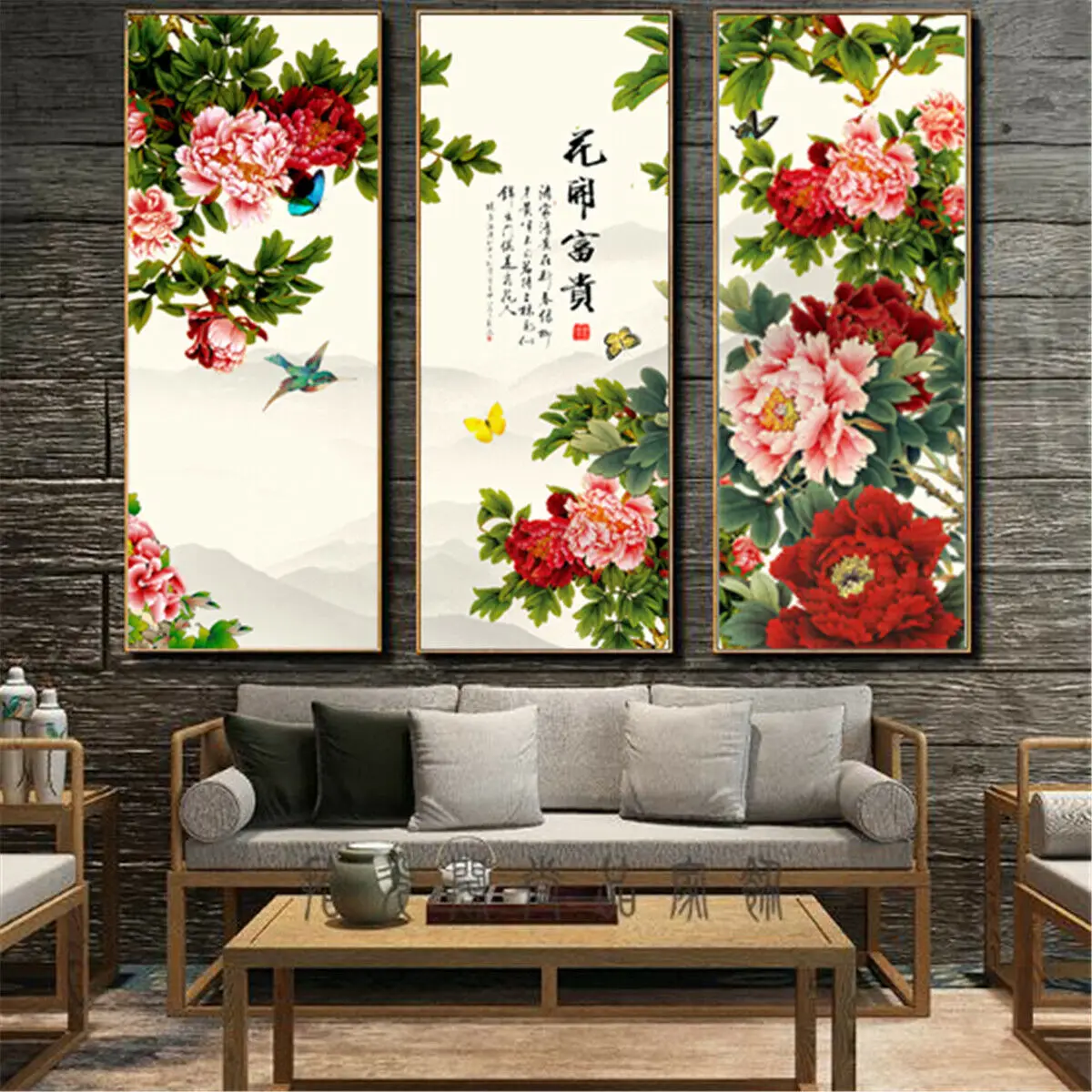 Chinese Peony Flower Canvas Art Print Poster Picture Wall Hanging Home Decor