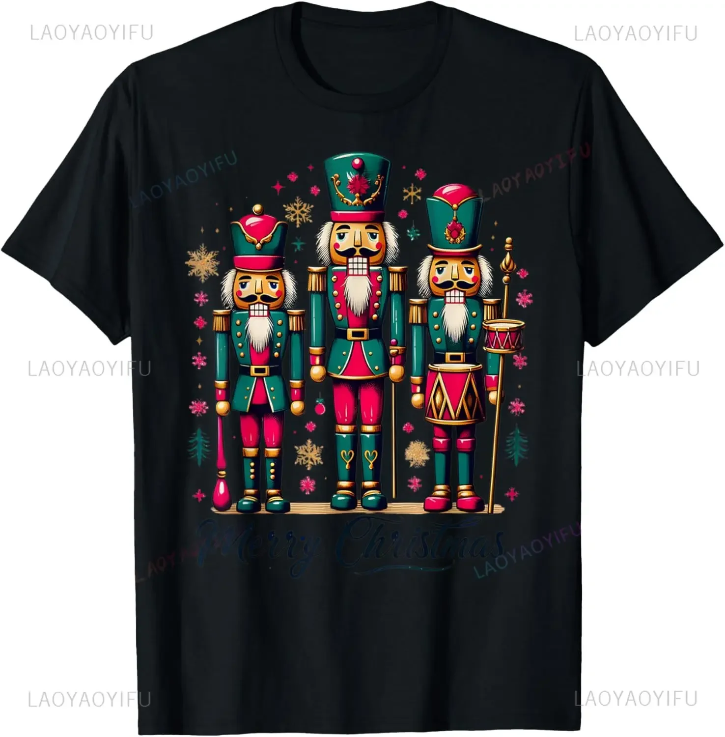 

Nutcracker Soldiers Ballet Graphic Tee Cotton Loose Fit T-Shirt Christmas Holiday Apparel for Men