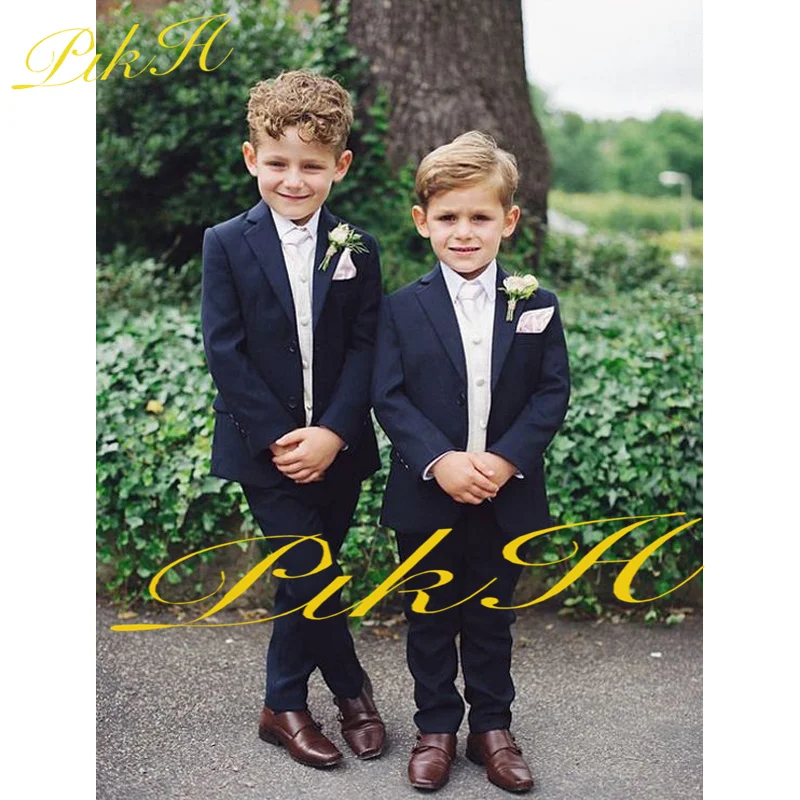 

Boys Suit Formal Jacket Pants 2 Piece Navy Blue Tuxedo for Wedding Kids Dresses Custom Blazer Child roupa infantil pra menino