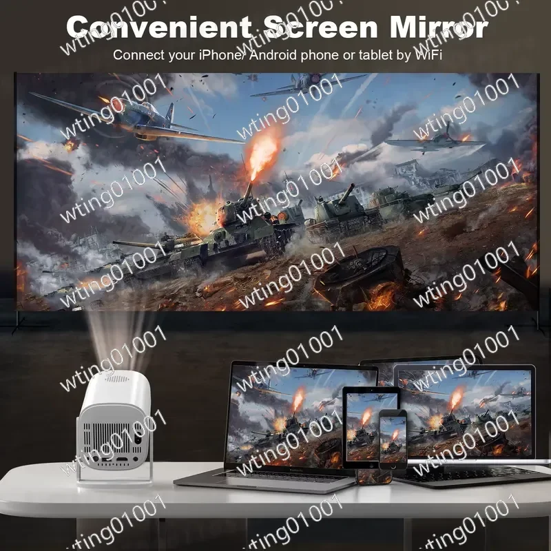 Mini Portable Smart Projector for WiFi Bluetooth Android 11 Home Theater with 150 ANSI Lumens