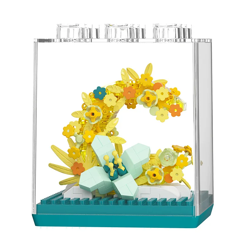 Qimeng Fun Microgranules Rose Eternal Flower Building Block Ornament Assembly Kit هدية للفتيات 7323-26