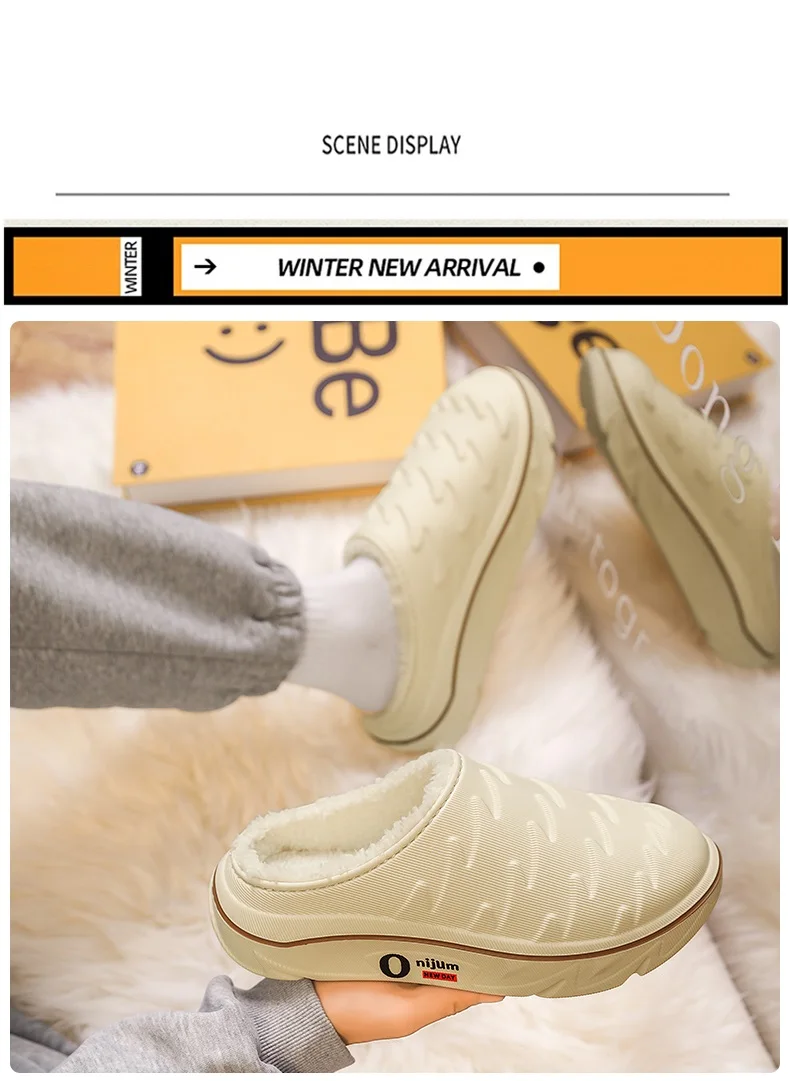 Herren- und Damen-Baumwollhausschuhe für Herbst und Winter, Geeignet für Innen- und Außenbereich, mit Zusatzfleece, Verdickt für W – Detail 5