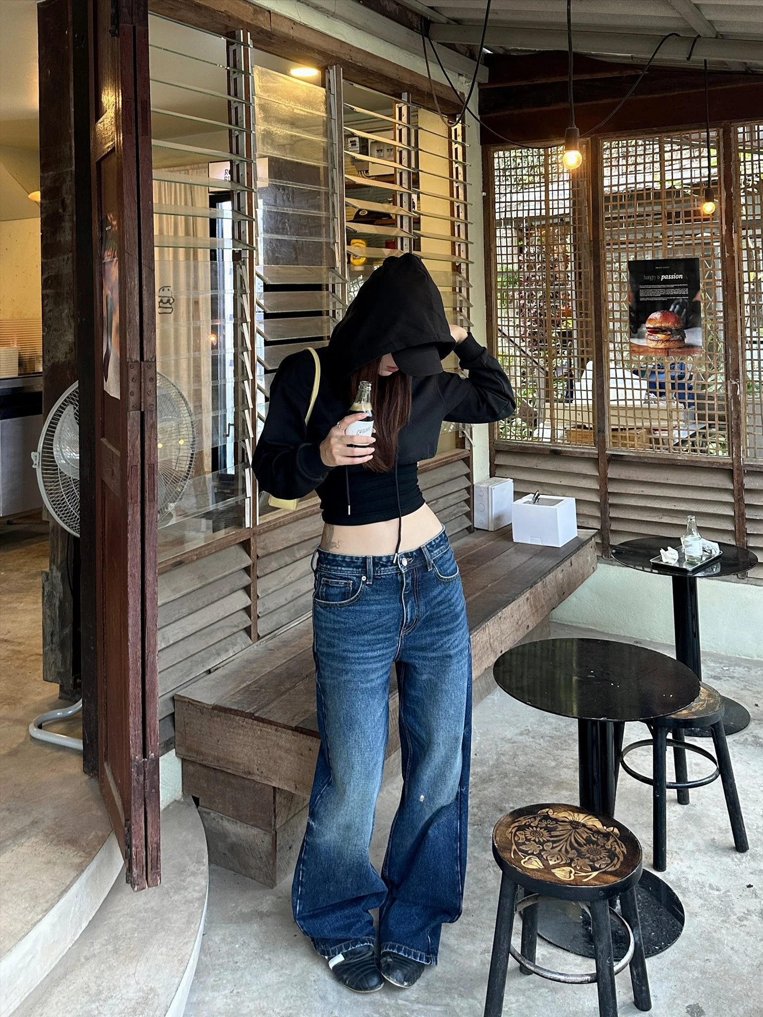 

Falin X Vintage High Waist Wide Leg Blue Jeans Women Loose Fit Denim Pants Straight Cut Waed American Sle Versatile Trousers