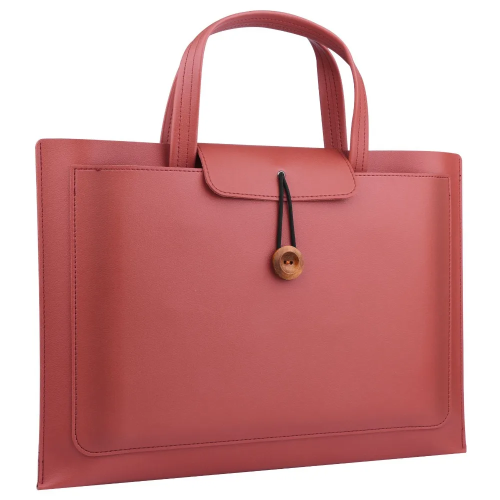 

Portable Large Capacity Laptop Bag Rectangle PU Protective Bag With Storage Pocket Solid Color Handheld Bag Men's Bag