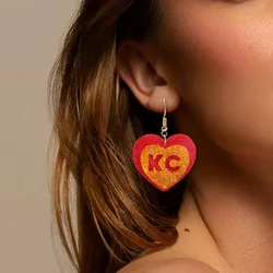 Elegant KC Letter Dangle Earrings - Heart & Teardrop Shapes Stainless Steel Posts Acrylic Perfect for Game Day & Parties