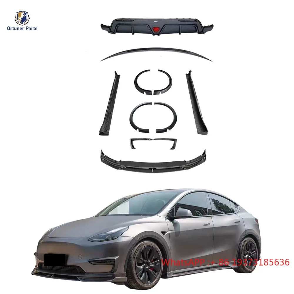 C2 Style Carbon Fiber Body Kit for Tesla Model Y 2021-2024 New Front Lip Side Skirt Fender Flares Rear Diffuser Spoiler Car
