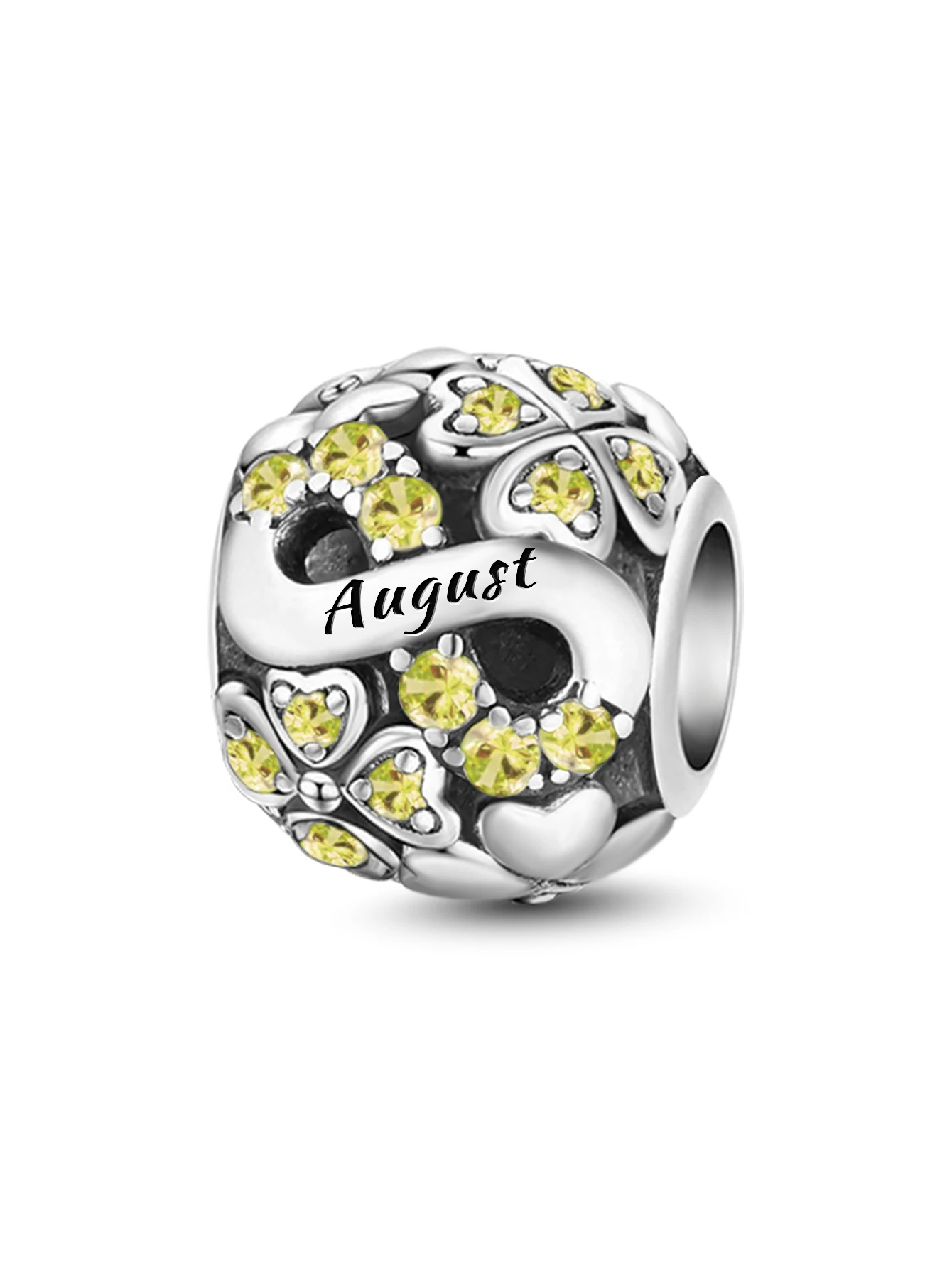 925 Sterling Silver December Birthday Zircon  Pendant Charm Ball Suitable for Bracelets DIY For Women's High Quality Jewelry
