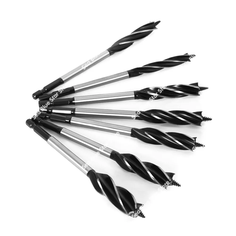 Woodworking drill Four-blade woodworking hole opener, door lock reamer, four-slot reamer Hexagonal handle, drawer opening