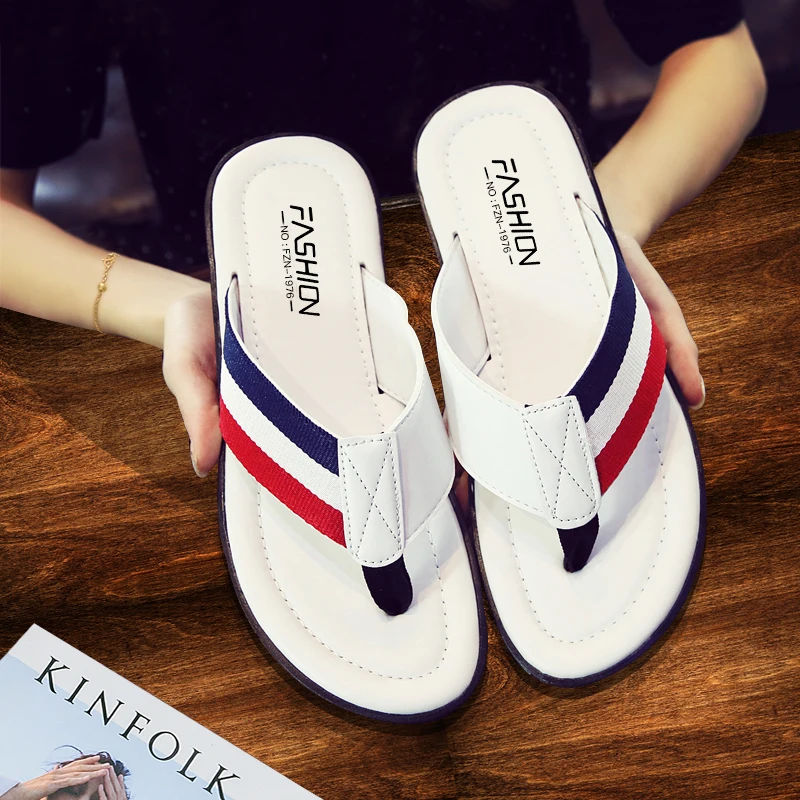 Men Fashion Leather Flip Flops Handmade PU Outdoor Slippers Comfortable Breathable Sandals Classic Casual Flats Shoes 39-46