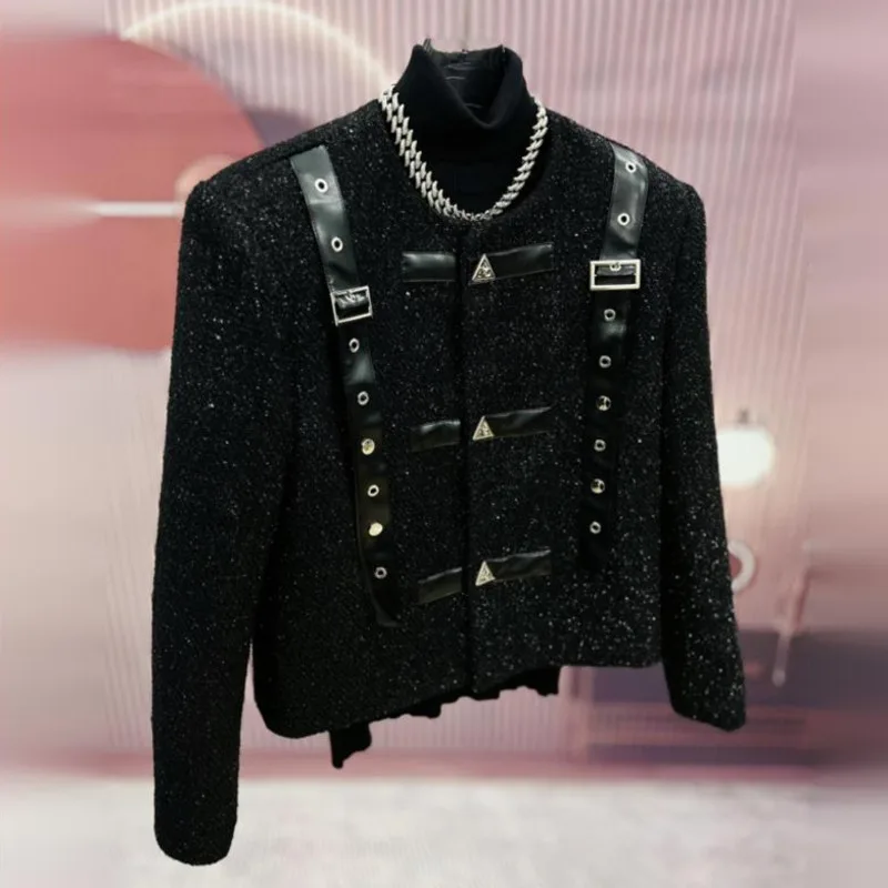 WVGA سترة قصيرة الخريف الشتاء رجل جديد المعادن المرقعة تصميم عصري ضوء الفاخرة المتخصصة شيك عادية كم طويل معطف Ins W10831