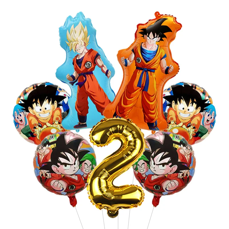 Pastel Tone Dragon Ball Z Inspired Balloon Bouquet Four Star Foil Mylar Softened for Modern Kids Birthday Setup view 3