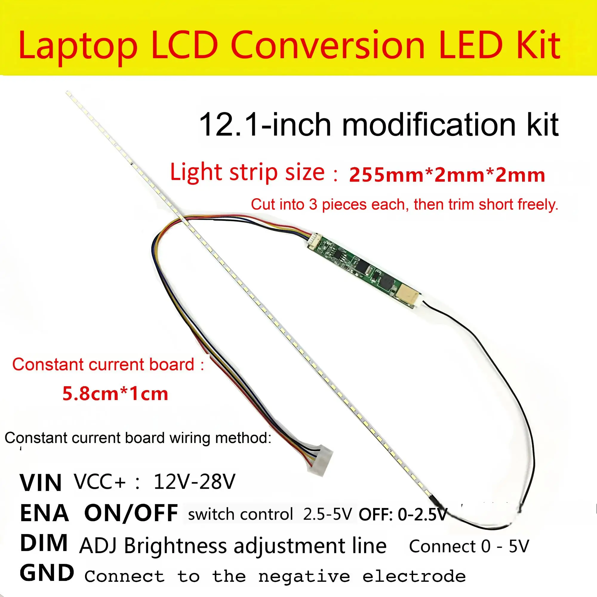 

CCFL lamp tube modification to LED backlight strips 12.1inch Adjustable brightness for LCD monitors