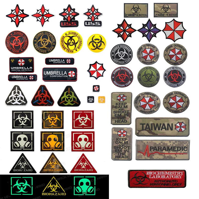 Umbrella Corporation 3D Rubber/Cloth/Reflective Patch Badge Military Tactical Patch Hook Patch Badge Applique Insignia