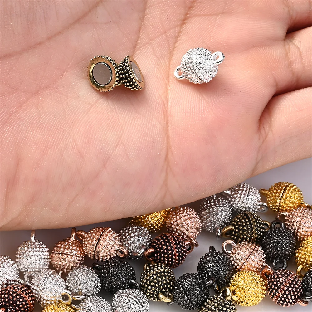 iYOE 5pairs/Lot 8mm Round Magnet Connected Clasps Beads Rhinestone Charms For Jewelry Making Clasps Couple Diy Bracelet Necklace