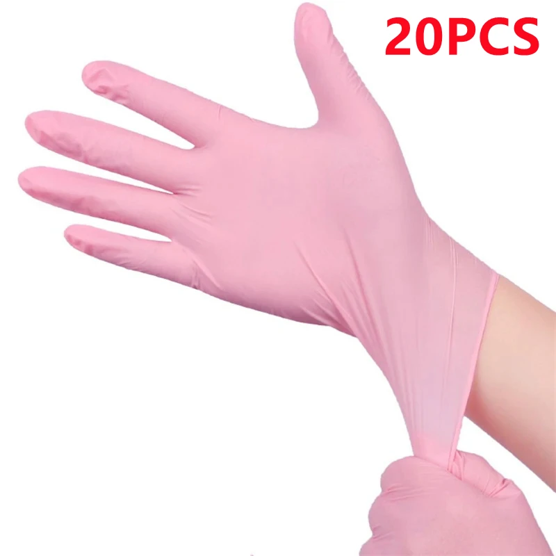 Rosa Nitril-Einweghandschuhe für die Haushaltsreinigung, Arbeitsküche, Gartenarbeit, Geschirrspülen, latexfreie Tattoo-Handschuhe für Nagelstudios