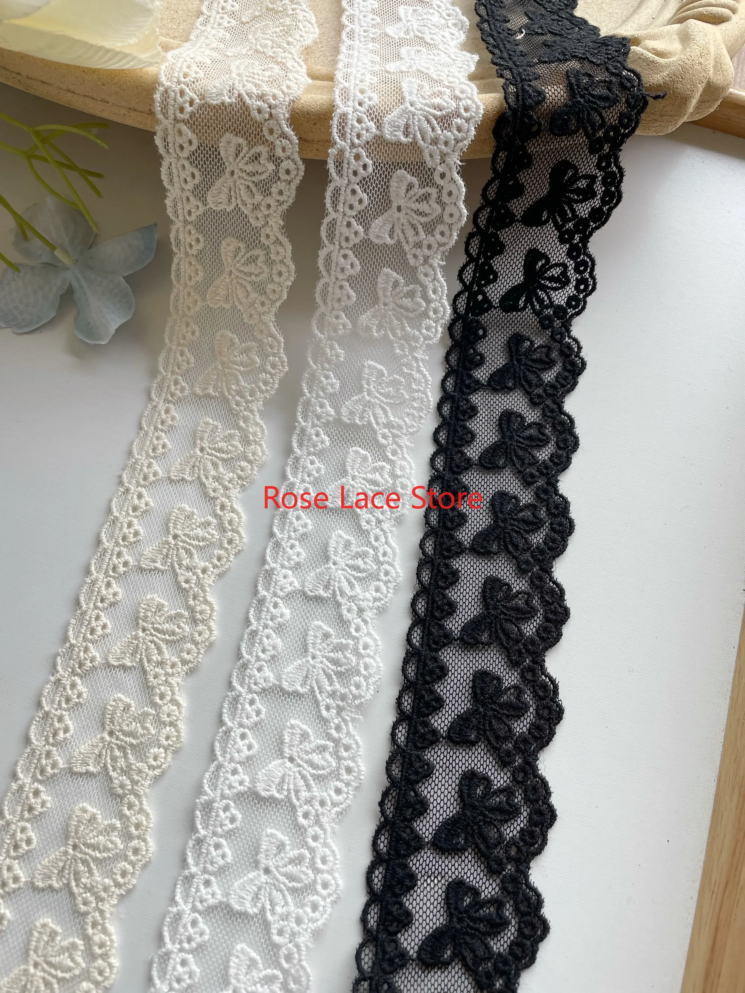 5 yards flower embroidery Lace Trim,white Scallops tulle lace trim, For Wedding Gown,Bridal Hairband Width 1.57‘’