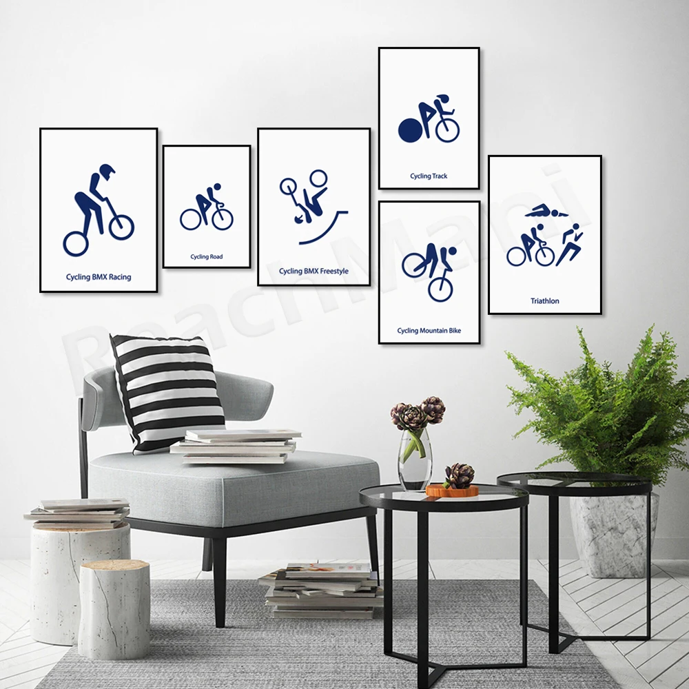 Mountain Bike, Bike Path, Triathlon Bike Abstract Poster Art Print - Bike Prints, Gifts for Bike Lovers