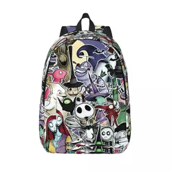 Custom Jack SkellingtOn Halloween Canvas Backpack Women Men Basic Bookbag for College School The Nightmare Before Christmas Bags