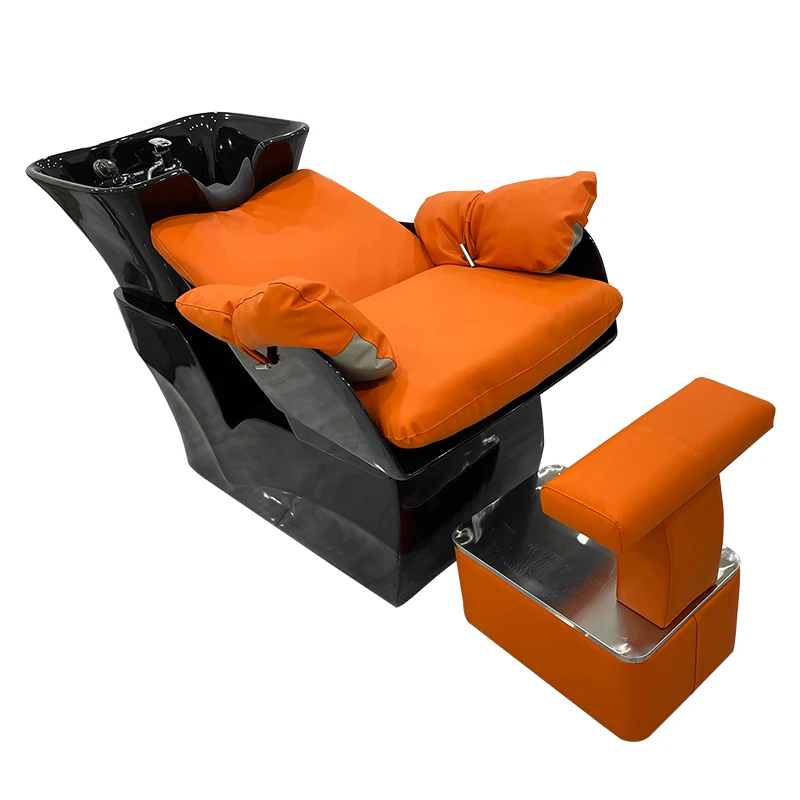 Customized semi reclining shampoo bed, flushing bed, high-end ceramic basin, light luxury fashion store