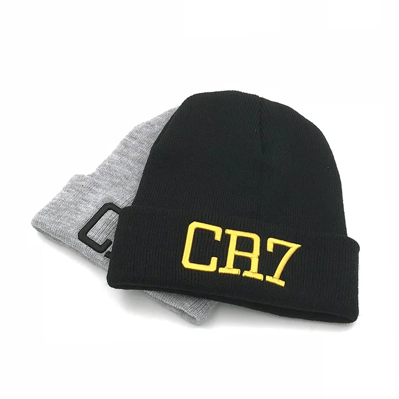 Warm Outdoor Knitted Plush Hat Cristiano Ronaldo CR7 Hats Embroidery Football Cap Cosplay Cr7 Unisex Accessories Party