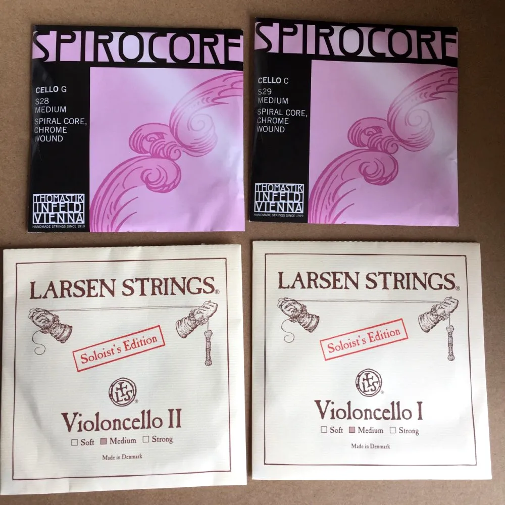 Free Shipping Original Cello Strings Professional Grade Larsen Soloist 1 2 + Thomastik Spirocore 3 4 strings S28 S29