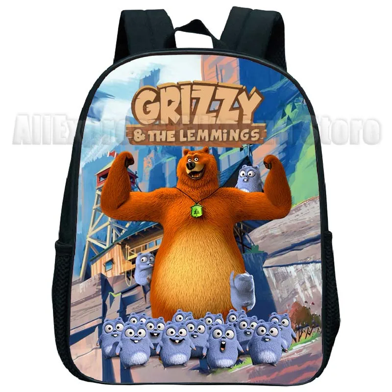 Kids Grizzy and the Lemmings Mini Backpacks Toddler Cartoon Kindergarten Bookbags Boys Girls Anime Schoolbags Child Rucksack