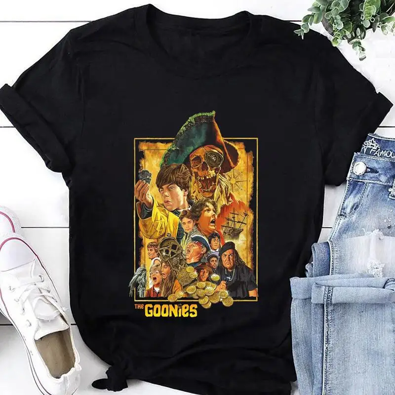 The Goonies ريترو فيلم الرعب جزيرة تي شيرت مروحة s