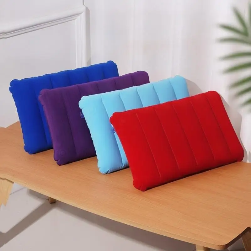 Lightweight Inflatable Pillow Ultra Soft Flocked PVC Ergonomic Support Foldable for Hiking Camping Airplane Travel
