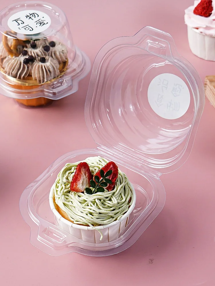 透明プラスチック製ケーキカップホルダー、ペストリームース包装箱、ハーフカップ単品パックボックス、ベーキング調理キッチンツール