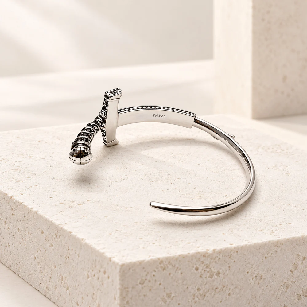 Schwert mit Armband aus schwarzem und rotem Stein, europäische Marke, neu, aus reinem 925er Sterlingsilber, edler Schmuck, Vintage-Geschenk für Damen und Herren. – Detail 6