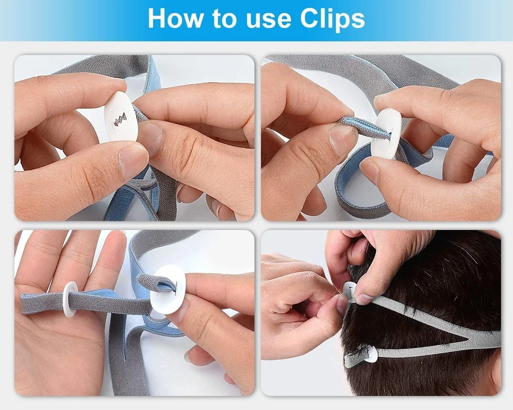 4 PCS Adjustment Clips And 2PCS Headband For Resmed AirFit P10 Nasal Pillow CPAP Mask Headgear