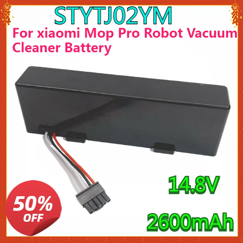 

New 14.8V 2600mAh Robot Replacement Battery for xiaomi Mop Pro Robot Vacuum Cleaner STYTJ02YM Accessory 18650 Li-ion Battery