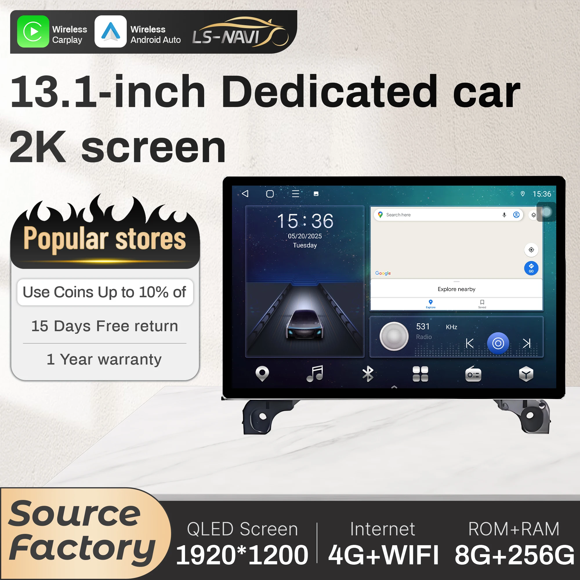 13.1 inch Android For Peugeot 4008 5008 3008 GT 2016-2022 Car Radio Wireless Carplay GPS Multimedia Touch QLED Screen Stereo