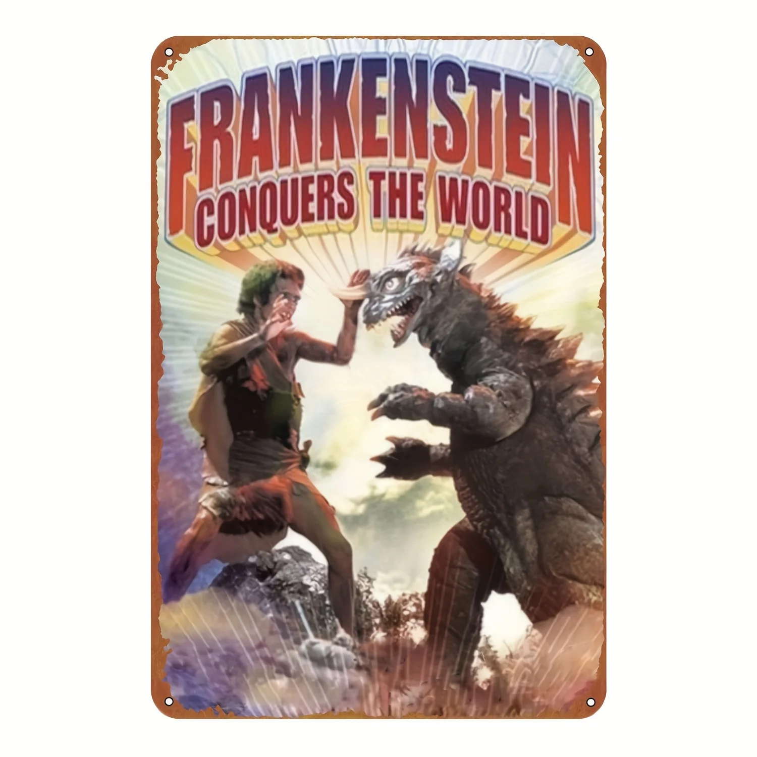 Frankenstein Conquers the World Retro Movie Poster - Metal Tin Sign for Home, Street, Gate, Bars, Club Decor, Perfect Room