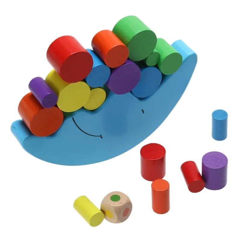 Holz blau Mond Balance Spiel Kinder Lernspiel zeug für Kinder Holz spielzeug Ausgleichs blöcke Baby Kinder bunte Holzblöcke